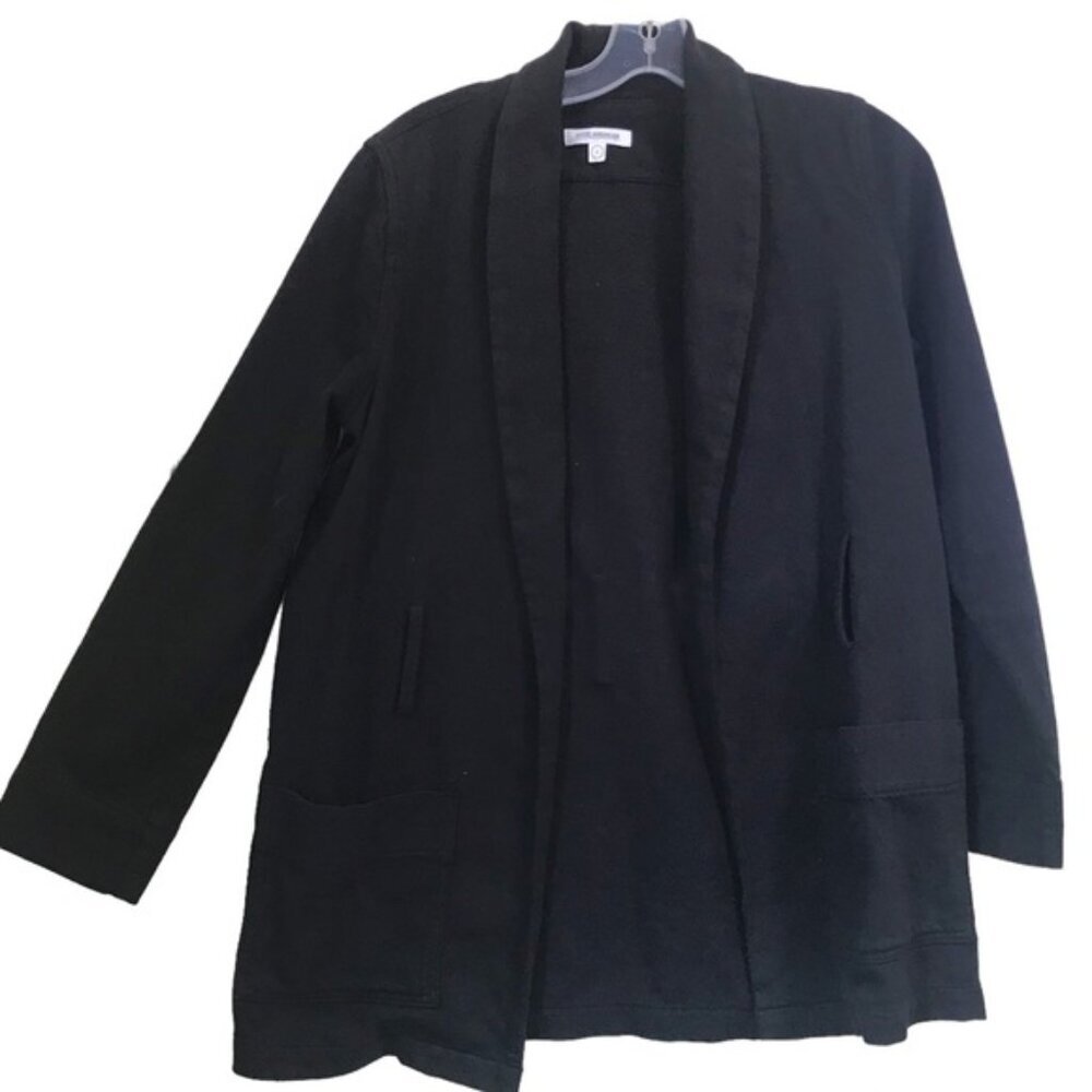 Good American Minimalist Open Unlined Blazer Jacket Pockets Oversized Cotton S